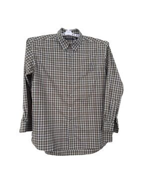 Men's Hathaway Brown Plaid Casual Button Down Shirt XXL
